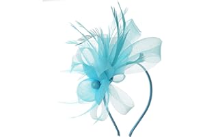 Hotstylezone Bead Loop Feather Fascinator On Headband For Women Wedding Ascot Races (turquoise, one size)