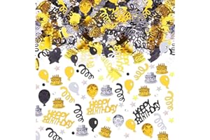 AIVEKE Confetti Birthday Table Decoration - Happy Birthday Confetti Gold Black, Confetti Birthday Decoration Confetti Woman Man Party Decorations for Streamers Birthday Parties, Gold Black, 15 g