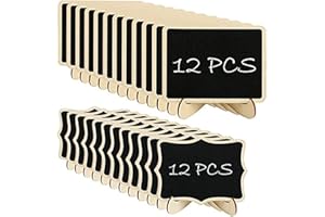 Woohome 24 Pz Mini Lavagna Segni con Basi per I Segni di Bordo del Messaggio, Ristoranti, Matrimoni, Feste