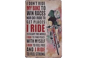 Hioni Funny Saying I Ride My Bike Vintage Targa da parete in metallo per decorazione da parete