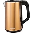 AGARO Insignia Electric Kettle, 1.8L, Double Layered Kettle, 100% Stainless Steel Inner & outer Body, Auto Shut Off, Boil Dry Protection, Portable, Champagne Gold