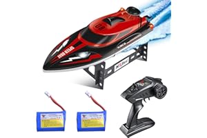kuman Bateau Télécommandé Imperméable, Bateau RC à 25km/h avec Batteries Rechargeables et Accessoires Supplémentaire (Rouge)
