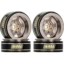 INJORA 1.0 Plus Brass Beadlock Jantes de Roue 43g/pcs Jantes à 6 Rayons pour TRX4M SCX24 FCX24 1/24 1/18 RC Crawler, Gris