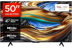 TCL 50P755K 50-inch Ultra HD, Wide Color Gamut, 4K HDR TV, Smart TV Powered by Android TV (Dolby Atmos 2.0, Dolby Vision, HDR 10+, Voice Control, compatible with Google assistant, Chromecast built-in)