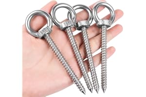 Niuny Piton à Visser Crochet a Visser 4Pcs Anneau de Levage M8 x 80cm Crochets à œillets Robustes Crochet vis Piton Inox Charge Lourde Avec pas de vis pour Support de Hamac Chaise Balançoire Yoga