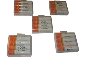 Lot 20 Piles Rechargeables vhbw AAA, Micro, R3, HR03 1000mAh pour Siemens Gigaset A510A, A510H, A510 Duo, A600A, A400, A420, A580, A585, A600, AS280
