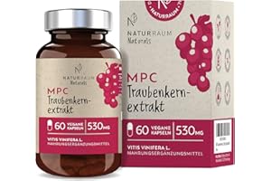 ‎NATURRAUM MPC Traubenkernextrakt Kapseln I 60 Stück im Glas I Vegan I 530 mg I 44-mal bioverfügbarer als OPC Traubenkernextrakt I Hochdosiert I Qualität aus der Champagne in Frankreich I Ohne Zusatzstoffe