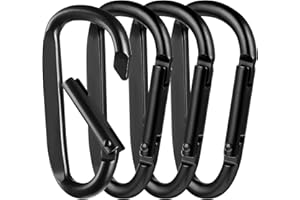 Andibro Aluminiowe karabińczyki 6,6 cm, 4 sztuki w kształcie pierścienia D, małe haczyki Caribeen, klamra zatrzask, breloczek do kluczy, klipsy do plecaka, kluczy