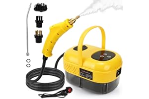 HERSANCE Steam Cleaners, 2500W/1100ML Handheld Steam Cleaner with Smart Touch, Portable Steamer Cleaning Machine with 3 Brush Heads, Steamer for Cleaning Grout Tile Car Living Room Kitchen Bathroom (Yellow)
