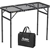 Anbte Folding Camping Table 88 x 40 x 26-48-70 cm, Metal Mesh | Outdoor Table BBQ Portable Waterproof 3 Height Adjustable for
