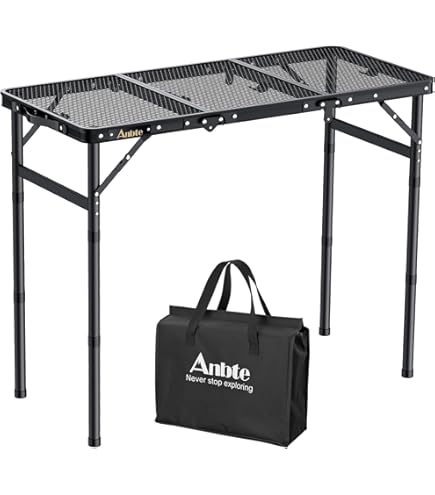Tavolo Da Campeggio Pieghevole HOMGEN In Alluminio – 3 Altezze Regolabili (25/47/70 Cm), MDF Impermeabile, Portatile 58x40 Cm