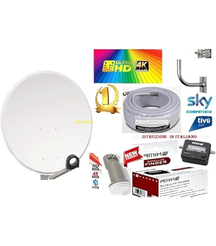 Kit Parabola Satellitare SCHWAIGER 55 Cm - Twin LNB, 8 Connettori F, Alluminio, Colore Rosso - Foto 8