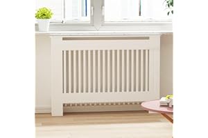 FATIVO Copritermosifone Legno Moderno Bianco: Copri Termosifone Alto Copricalorifero Altezza interno 100 cm Copertura Termosifone in MDF Copriradiatore Design Mensola Mobile Soggiorno - Taglia Media