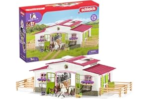 schleich 42344 HORSE CLUB – Centre équestre avec cavalière et chevaux schleich, coffret schleich avec 97 éléments inclus dont 2 chevaux et 1 personnage, coffret figurines pour enfants dès 5 ans