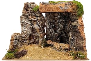 Acan Tradineur - Cueva/Portal de Corcho para Belén, Pesebre con Musgo, Nacimiento, Adorno, decoración Tradicional, Navidad - 30 x 20 x 22 cm