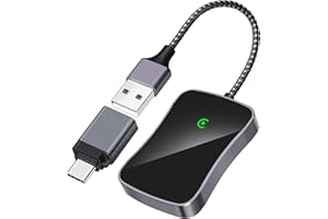 Smanu Carplay Wireless Adapter,Bluetooth Carplay Dongle with USB & USB C for OEM Wired CarPlay Cars Converts Wired to Wireless Plug & Play Compatible with iOS 10+