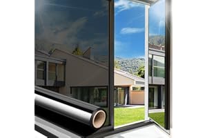 ARTHOME WALL DECOR Arthome Pellicola per Vetri Finestre Anti-UV 44,5cmx200cm, Nero Argento, Controllo del Calore Oscuranti per Finestre Riflettente Adesiva Statica DIY per casa e ufficio Riduzione Abbagliamento solare