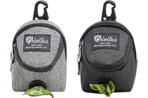 MEMOFYND 2 bolsas de golosinas para perros, bolsa de golosinas para el entrenamiento de perros con bolsa de excrementos integrada, bolsillos para caminar (negro, gris)