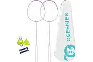 ‎OGEENIER OGEENIER Badmintonschläger Set,mit 2 Badminton Schläger Profi Leicht, 2 Griffbänder und 2 Federball und 1 Badmintonschläger mit Tasche