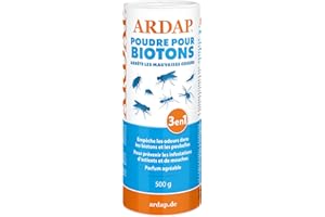 ARDAP Poudre pour poubelle 500 g - Poudre anti-asticots - Anti-mouches, asticots, vermines et mauvaises odeurs - Pour environ 600 L de déchets organiques