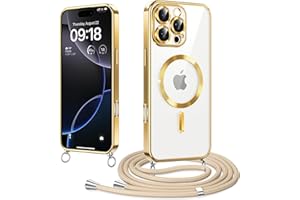 Woijrly Magnetic Mobile Phone Strap with Strap for iPhone 16 Pro Case, [Compatible with Magsafe] Mobile Phone Case with Adjustable Cord Removable Strap, Crossbody Protective Case for Hanging Cord