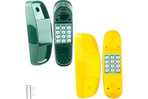 Haconba 2 Pack Swingset Phone Toys Safety Handlestoy Phone Pretend Play Telephone with Numeric Key for Kids Outdoor Playground Treehouse Accessories (Yellow, Green)