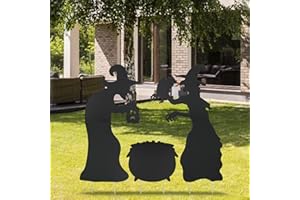DKINY 5 Panneaux de Sorcière Halloween Decoration Exterieur Jardin Signes de Jardin avec Piquets en PP Imperméable pour Cour Pelouse Déco d'halloween Extérieur