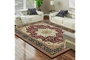 GENERIC Online Bedding store Area Rugs – New luxury Beautiful modern traditional Area Rugs - Luxury Vintage Design carpet for hallway rugs (Red, 160 * 230cm (5 ft 3 inch x 7 ft))