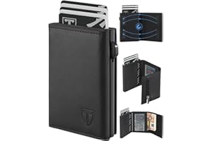 Tomylv Portafoglio Uomo - Porta Carte di Credito Uomo Piccolo Slim Con Protezione RFID, Porta Tessere con Portamonete e Scomparti Banconote, Portacarte in Pelle - Confezione Regalo