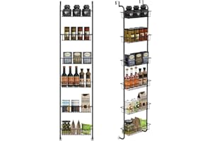 Shinoske Estantería Organizador Colgante Almacenamiento de 6 Niveles para Puerta, Estante de especias para puerta, organizador de puerta de metal para cocina despensa armario oficina baño - negro