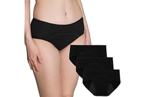 INNERSY Bragas Menstruales Mujer Cintura Baja Braguitas Algodón Ropa Interior de Protección 3 Pack