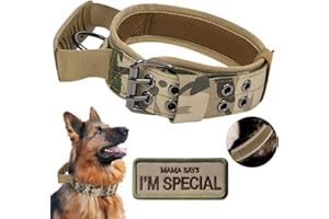 PERIFLOWIN Upgrade Tactical Dog Collar - Military Nylon Adjustable Training Collar Reflective Dog Collar with Handle and Heavy Duty Metal Buckle for Medium Large Dogs (Camo, XL)