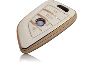 FOAMO Autoschlüssel Hülle kompatibel mit BMW 3-4-Tasten (nur Keyless-Go) - TPU Schutzhülle Cover Schlüssel-Hülle in Weiß