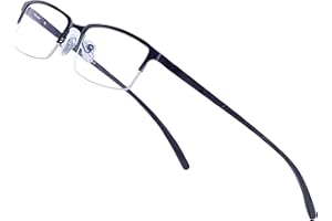 JoXiGo Computerbrille Blaulichtfilter für Herren Anti-Müdigkeit UV-Schutz Metall Halbrahmen Rechteckig Dekogläser Brillenfassungen Ohne Stärke, L, Schwarz