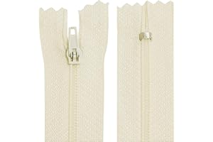 AERZETIX - C63377 - Lot de 10 Fermetures éclair à glissière spirale N°3 non séparable 30 cm en nylon - curseur autobloquant en métal - couleur écru - vêtement couture pantalon mercerie