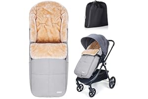 Orzbow Saco Silla Paseo Universal Invierno con Piel de Cordero Artificial, Impermeable Saco Carro Bebe Invierno con Cremallera, Fácil Acceso, Extraíble y Lavable a Máquina (Gris Claro)