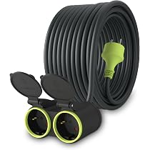 Cavo Prolunga Esterno Con 2 Prese Schuko IP44 – 2 Metri, 16A, 250V, Resistente A Umidità E Polvere