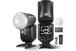 NEEWER Z2-S 2,4 G TTL Flash Cabeza Redonda Flash Speedlite Compatible con cámaras Sony 76 W 1/8000s HSS, difusor 2 lámparas de Modelado Mejor UI TTL/M botón de conmutación 3000 mAh batería 600 Flash