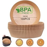 AiQInu Papier Sulfurisé Rond pour Air Fryer, 100 Pièces 16 cm Cuisson Paper Liner, Food-Grade BPA gratuit, Papier Parchemin A