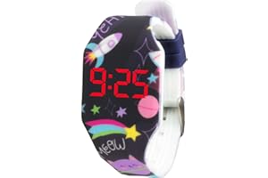 Kiddus Orologio digitale a LED bambini, ragazze, adulti. Cinturino comodo in morbido silicone. Batteria giapponese lunga durata. Facilità di lettura e apprendimento dell’ora.