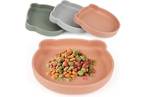 WUBUSHAN Katzennapf Flach, Silikon Katzen Napf, Katzennäpfe Mit Saugnapf, Futterschüssel Katze, Katzenfutter Wasserschale für Hunde Katzen Hasen, Katzenteller für Trockenfutter und Nassfutter