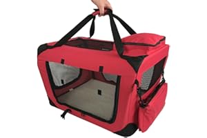 RayGar Pet Carrier Soft Crate Portable Foldable Fabric - Red - Medium