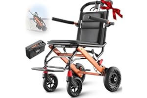 ‎VOCIC VOCIC U41 Rollstuhl Faltbar Leicht,8,6KG Aluminium Ultraleichter Reiserollstuhl,Tragbarer Transportrollstühle klappbar mit 20CM groß Honeycomb Gelände Reifen (Leuchtendes Orange)