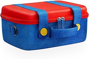 FUNLAB All in One Switch 2 Case Cute Compatible with Nintendo Switch 2 Carry Storage, Portable Hard Shell Travel Carrying Case for Switch2 Console, Pro Controller, Dock & Accessories,Red Blue Large Capacity