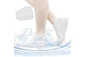 ACTOYS Cubre Zapatos Impermeable, 1 Par de Funda de Silicona para Zapatos, Funda Impermeable Zapatos, Cubre Zapatos Impermeable Lluvia para Adultos y Niños, Reutilizables, Lavable (Blanco, M)