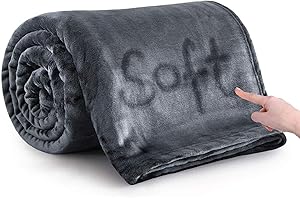 MOONLIGHT20015 Fleece Throw Blanket for Bed - Soft Cosy Fluffy Blankets for Sofa, Warm Double Throws for Audlts, Dark Grey, 150x200 cm