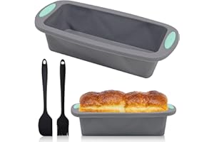 Griwuut Stampo Pane in Cassetta in Silicone Antiaderente con Pennello e Spatola, Stampo Plumcake Rettangolare per Cottura, Stampo per Dolci, Stampo per Torte