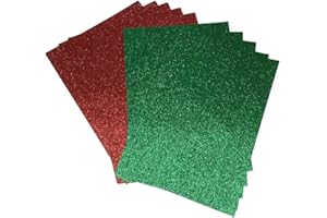 SYNTEGO 10 x A4 Glitter Paper Green and RED Sparkly Soft Touch Non Shed Thick 150gsm Christmas Paper 5 Sheets of Each