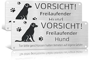 XINKYD Attenzione cane a ruota libera, 25 x 10 cm, cartello di avvertimento per cani, in alluminio, con autoadesivo e fori preforati (2)