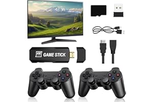 WARMFUNN Console da gioco rétro plug and play, game stick con 2 gamepad, oltre 40000 giochi, oltre 40 emulatori, uscita HDMI 4K, versione inglese, console videogiochi wireless per proiettore, TV, computer